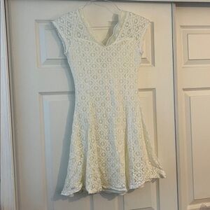 Charlotte Russe Elegant Lined Lace Dress in Cream